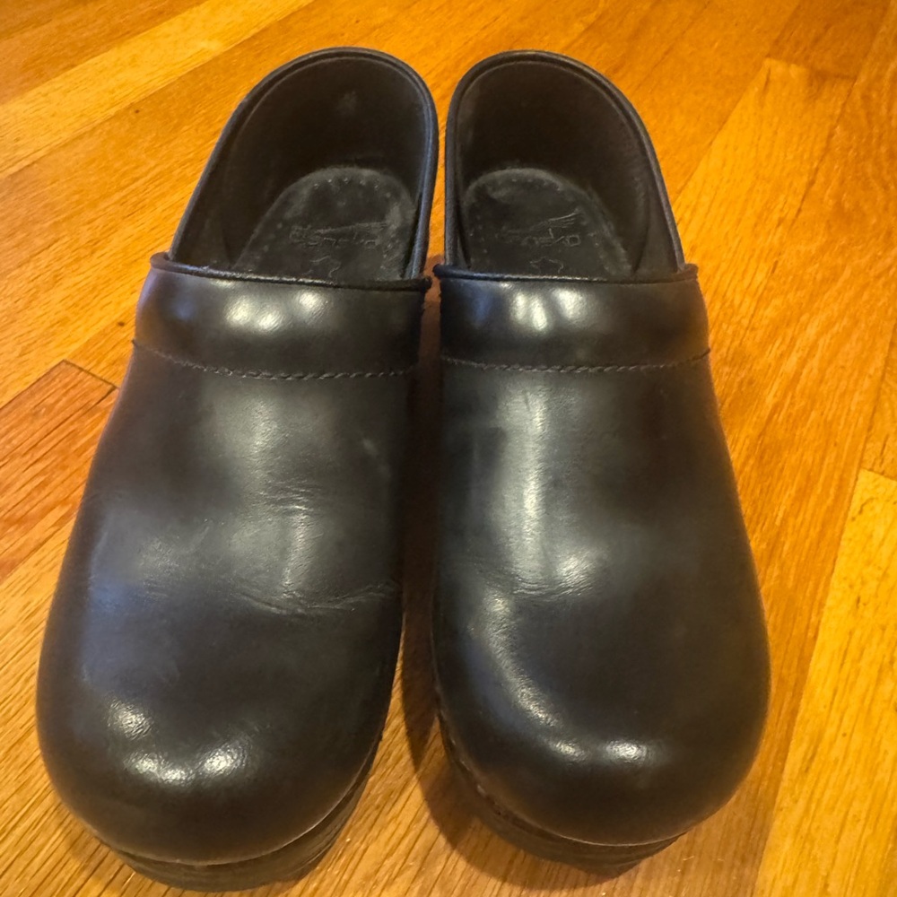 Dansko Black Leather Clogs